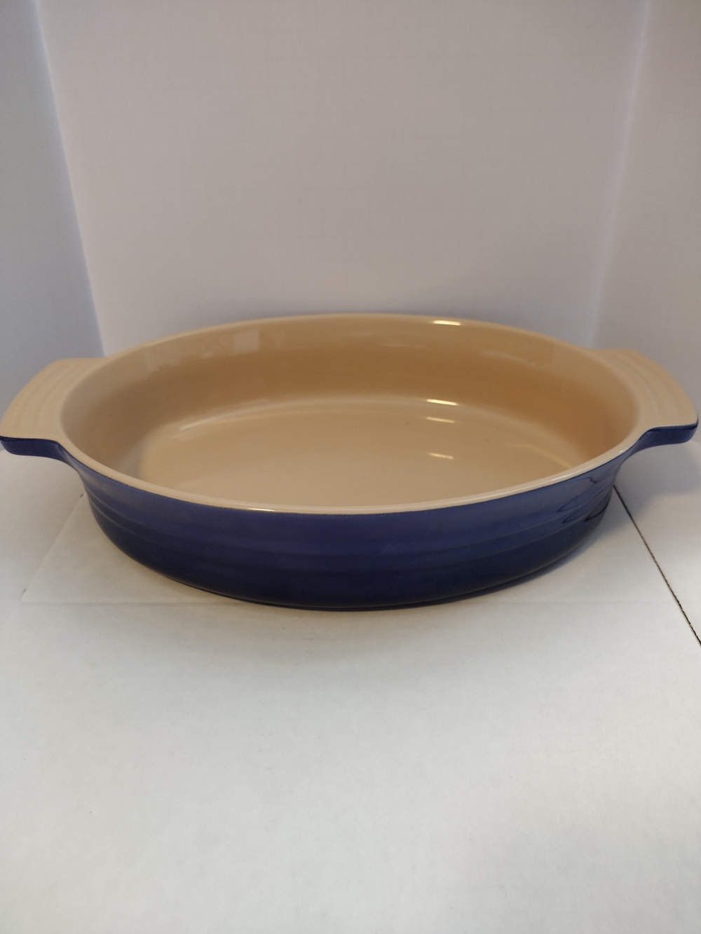 Le Creuset Blue Ceramic Oval Bake Dish with Cream Interior - Home Kitchen